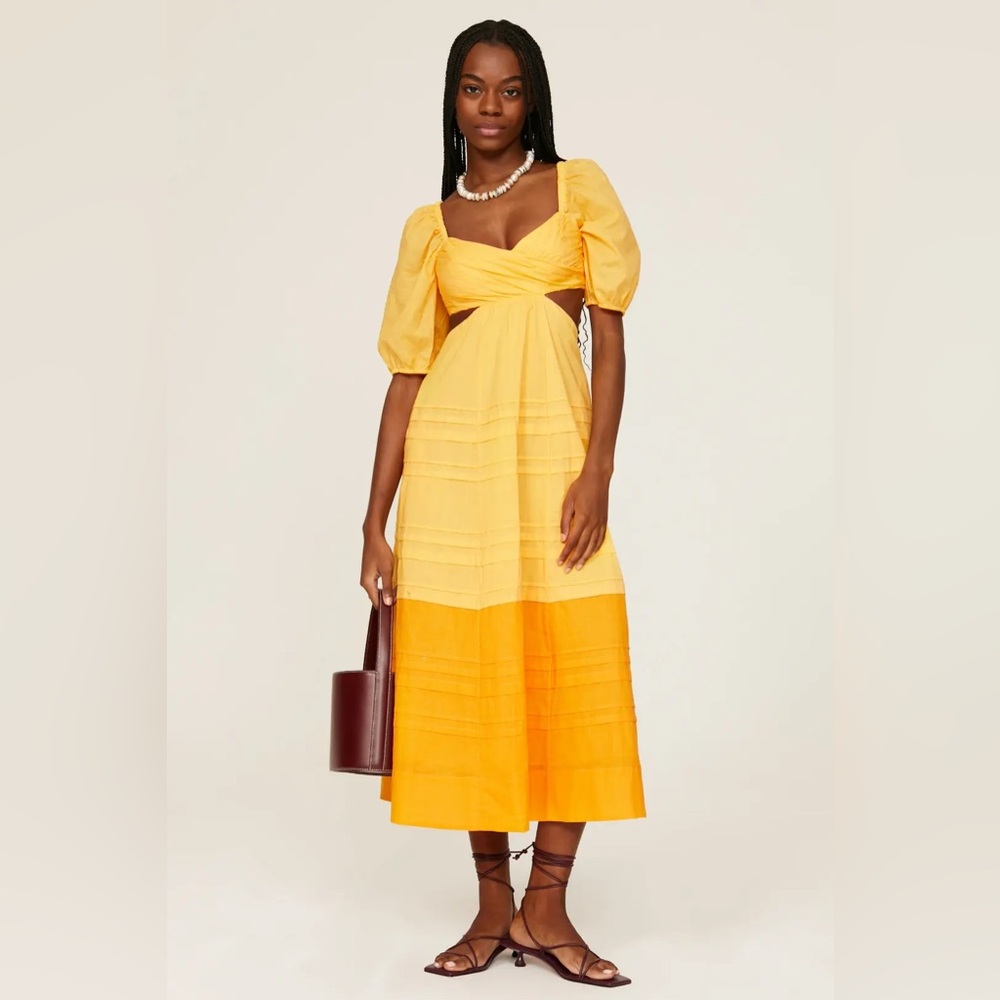STAUD CARINA DRESS in GOLDIE PERSIMMON SIZE S